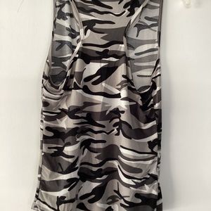 Medium Tank Black Gray White Scoop Neck Front Racer Back Medium